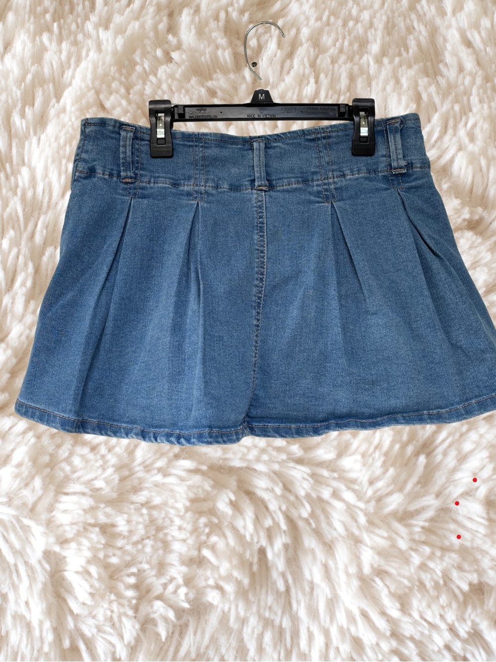 Pleated Denim Mini Skort in Medium Blue - Unbranded